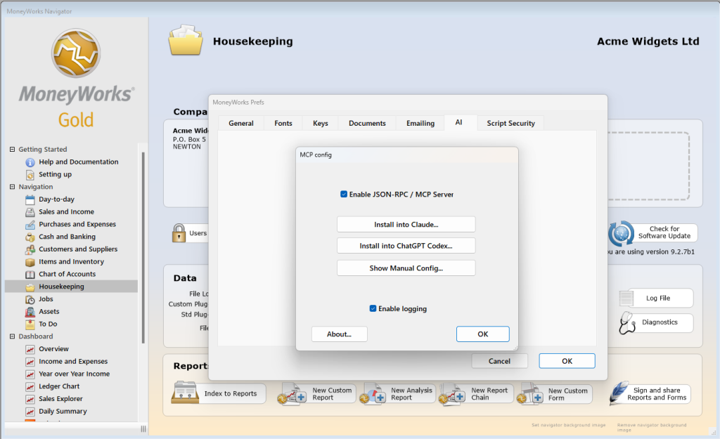 MoneyWorks MCP server allows you to interrogate your data using natural language.