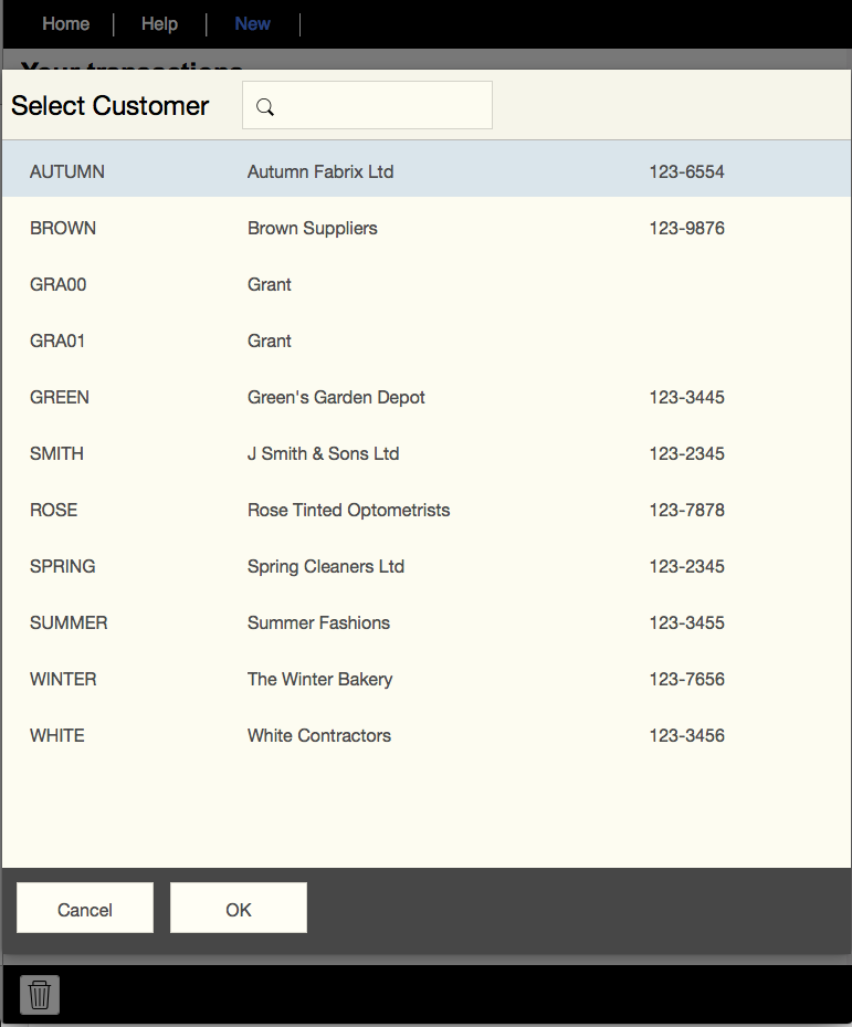 Selecting a customer