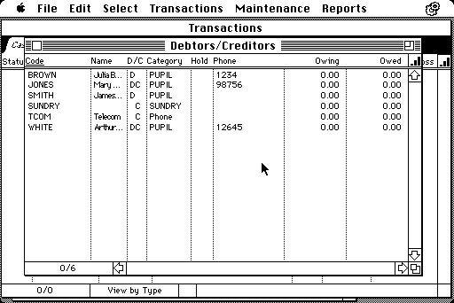 MoneyWorks 1 names list