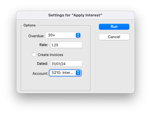 Apply Interest Setup