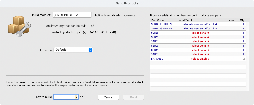 Build with serial numbers